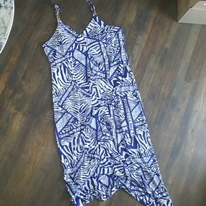 White and blue Maxi dress
